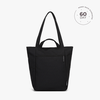 Black tote bag on a white background with a '60 Day Money Back Guarantee' badge.