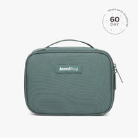 A beige cosmetic bag with the brand name JenniBag printed on the front, displayed against a white background with a '60 DAY' guarantee seal in the top right corner.
