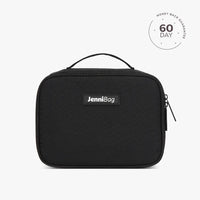 A beige cosmetic bag with the brand name JenniBag printed on the front, displayed against a white background with a '60 DAY' guarantee seal in the top right corner.