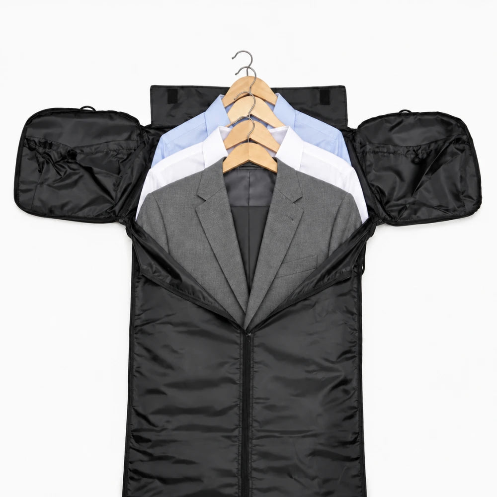 Original 2.0 open with shirts and a suit hanging inside